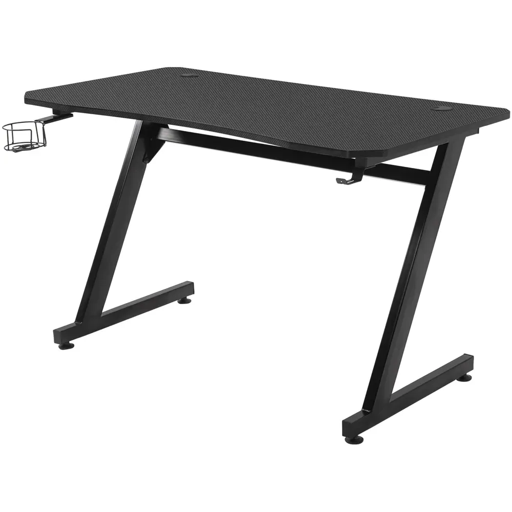 Steel Gaming Desk with Cup Holder - Black