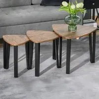 Steel Nest of Tables Set of 3 - Walnut