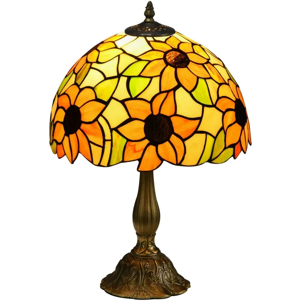Sunflower Stained Glass Table Lamp - Orange