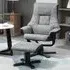 Swivel Armchair with Footstool - Grey, Microfiber