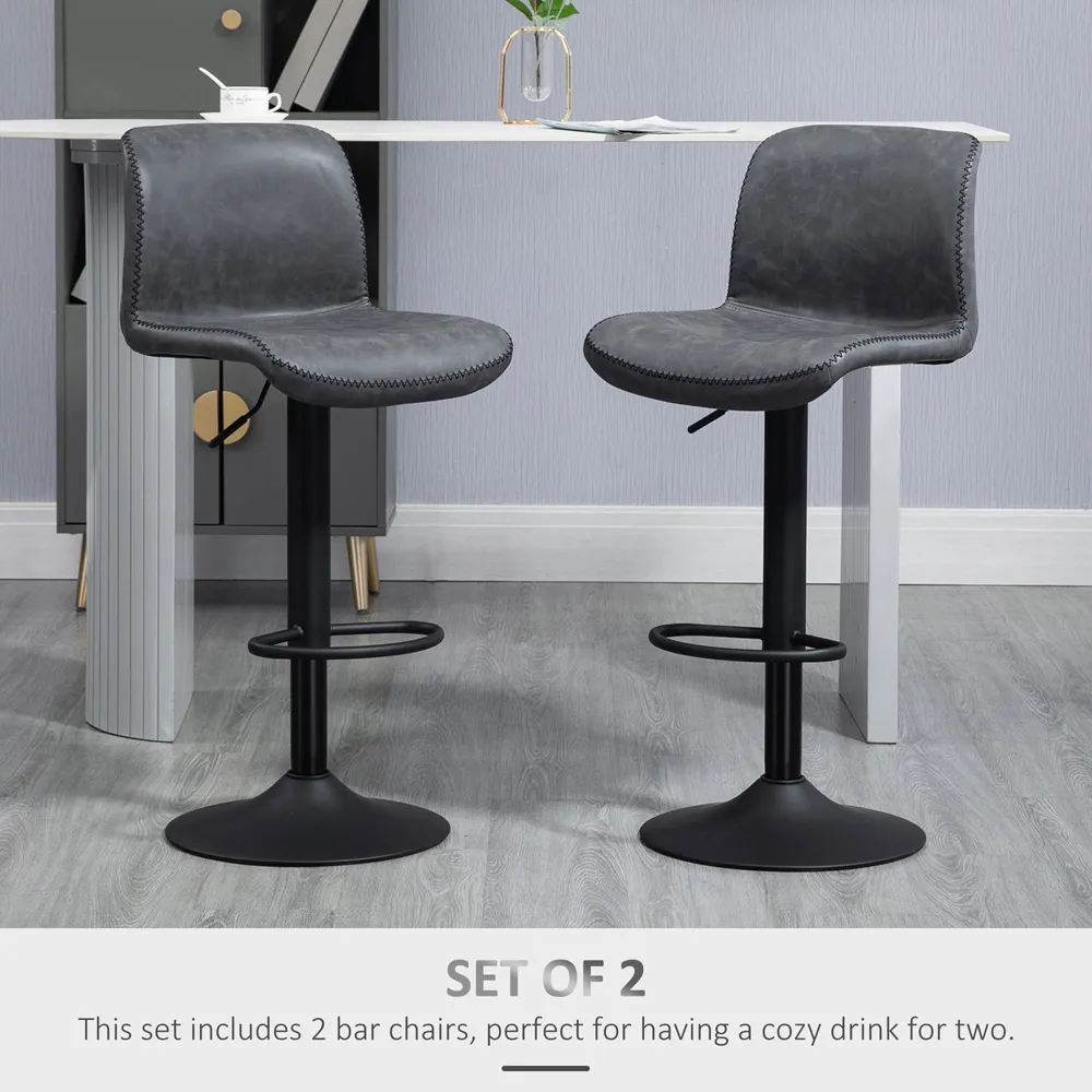 Swivel Base Bar Stool Set of 2 - Grey