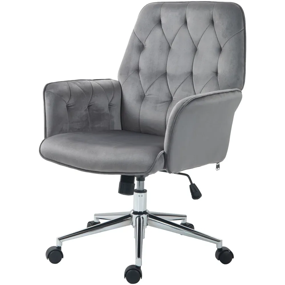 Swivel Computer Chair with Tilt Function - Dark Grey, Velvet