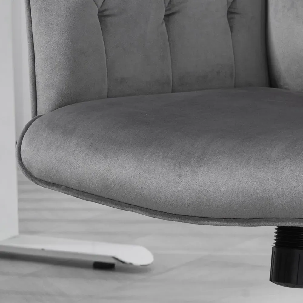 Swivel Computer Chair with Tilt Function - Dark Grey, Velvet