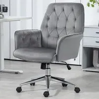 Swivel Computer Chair with Tilt Function - Dark Grey, Velvet