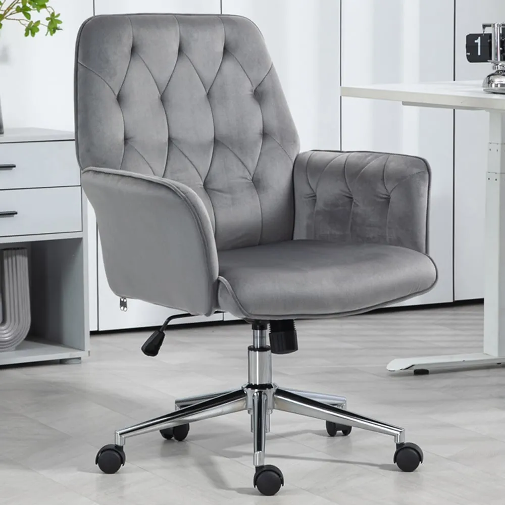 Swivel Computer Chair with Tilt Function - Dark Grey, Velvet