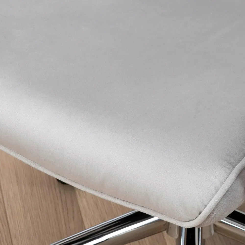 Swivel Computer Chair with Tilt Function - Light Grey, Velvet