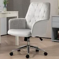 Swivel Computer Chair with Tilt Function - Light Grey, Velvet