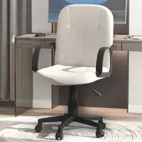 Swivel Desk Chair with Armrests - Cream, PU Leather