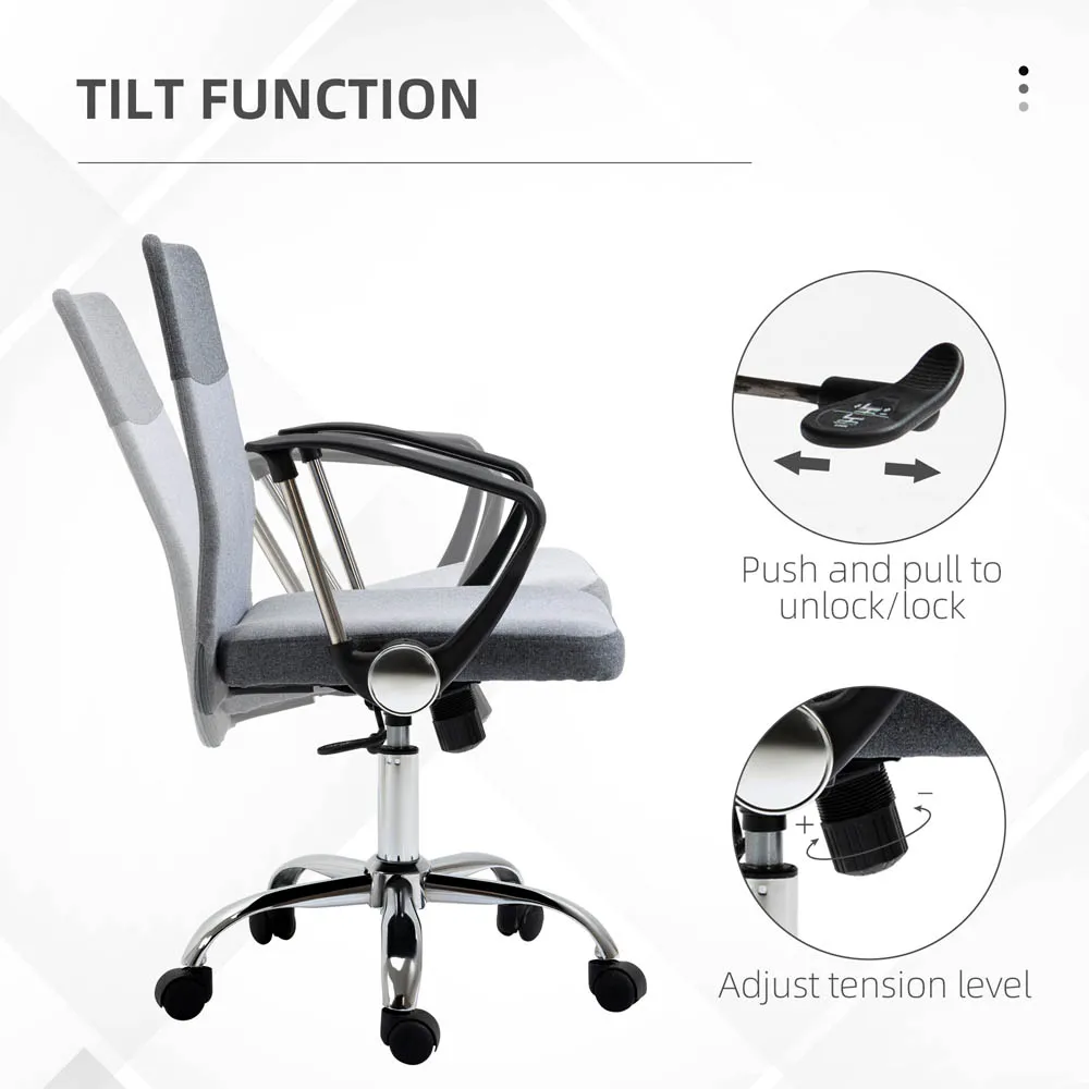 Swivel Ergonomic Office Chair - Grey, Linen