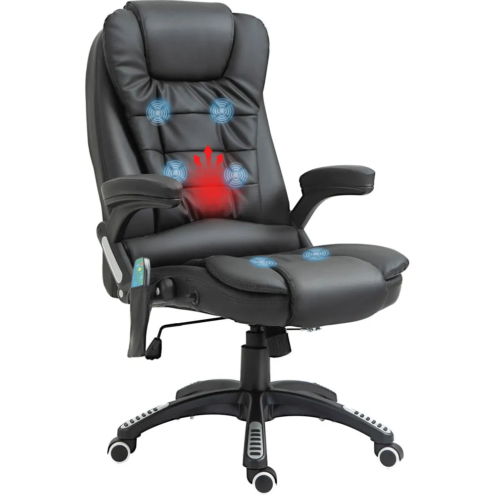 Swivel Executive Office Chair with Massage - Black, Faux Leather
