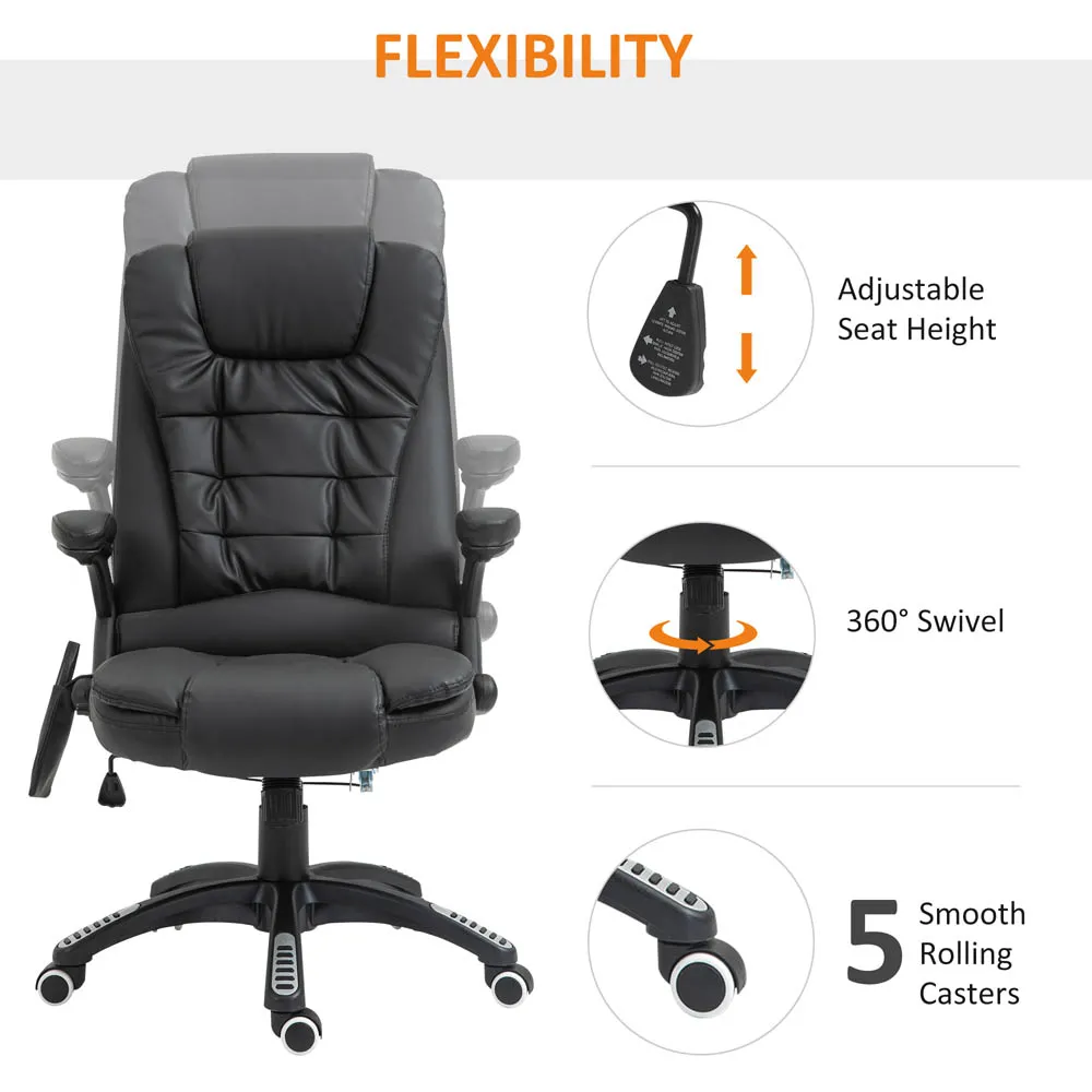 Swivel Executive Office Chair with Massage - Black, Faux Leather