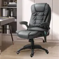 Swivel Executive Office Chair with Massage - Black, Faux Leather