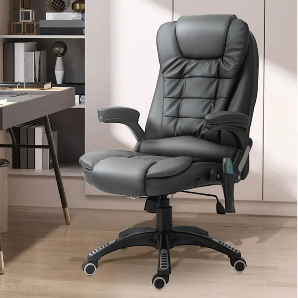 Swivel Executive Office Chair with Massage - Black, Faux Leather
