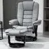 Swivel Manual Recliner Chair with Footrest - Grey, PU Leather