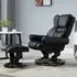 Swivel Manual Recliner Chair with Footstool - Black, PU Leather