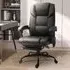 Swivel Massage Office Chair with Footrest - Black, PU Leather