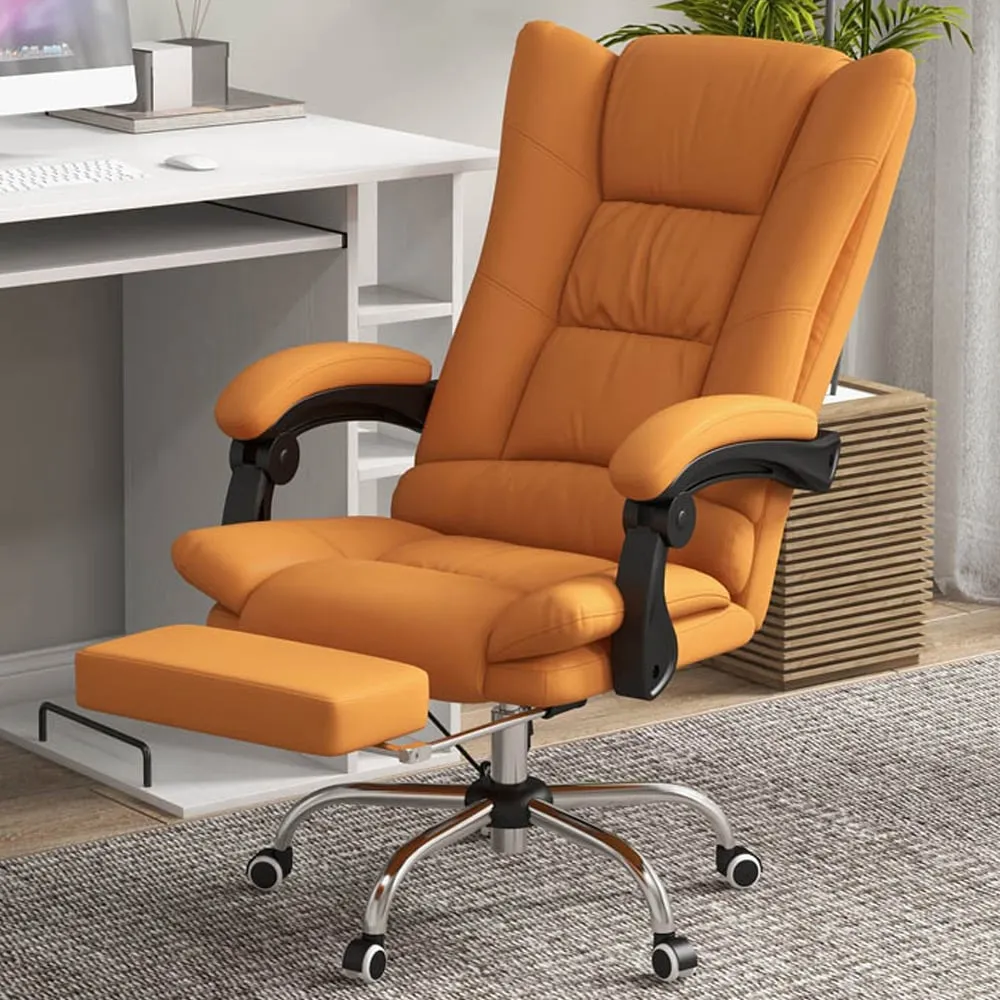 Swivel Massage Office Chair with Heat - Brown, PU Leather