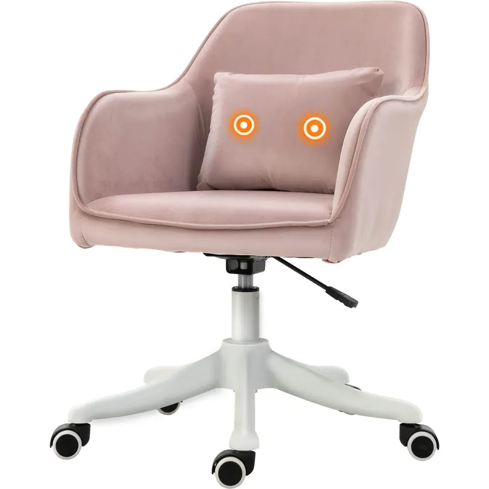Swivel Massage Office Chair with USB - Pink, Velvet