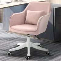 Swivel Massage Office Chair with USB - Pink, Velvet