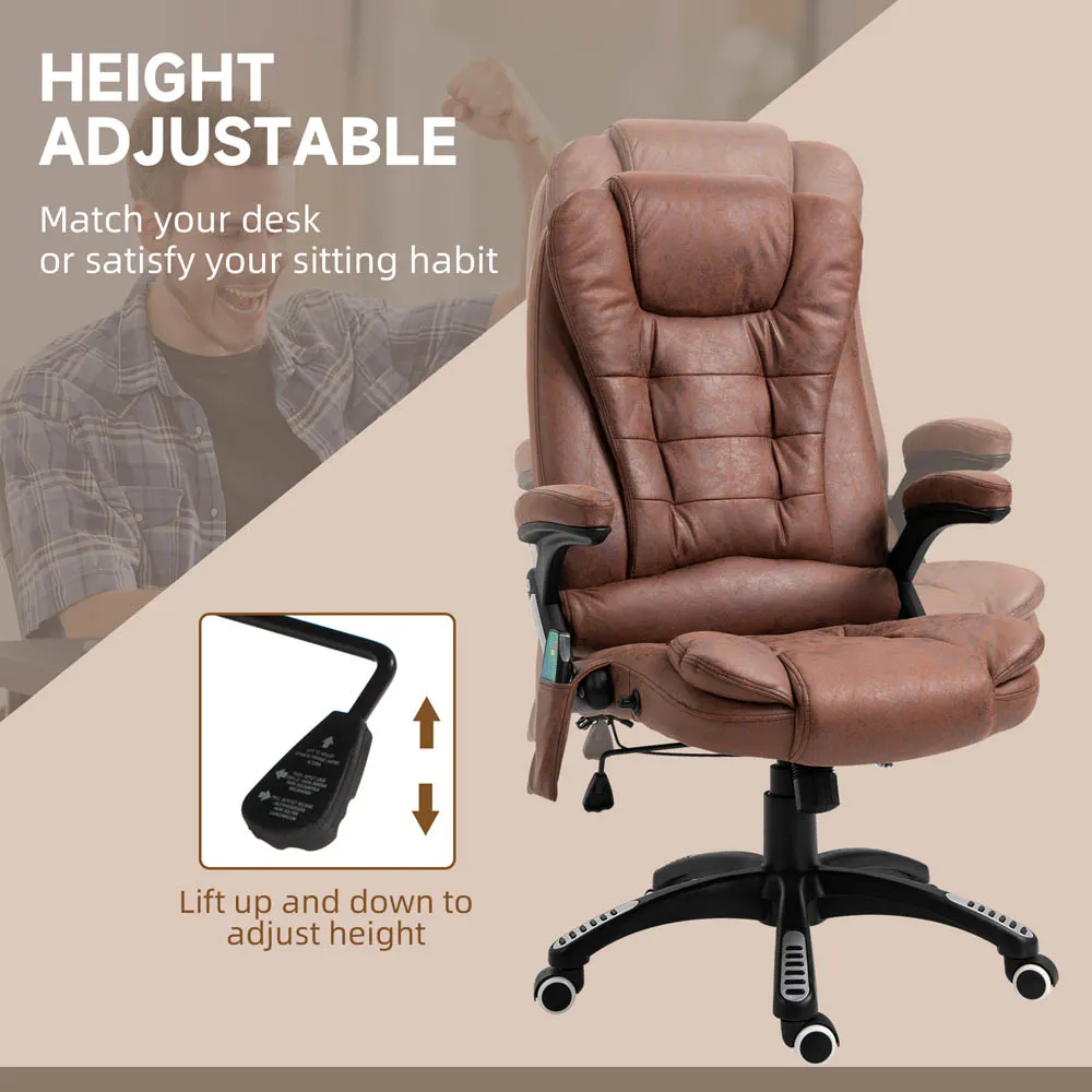Swivel Massage Recliner Office Chair - Brown, Microfibre