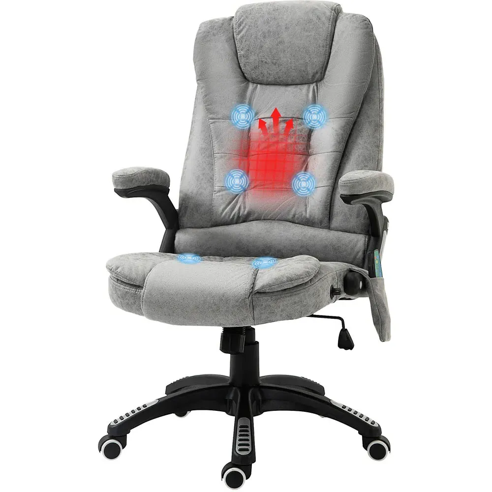 Swivel Massage Recliner Office Chair - Grey, Microfibre