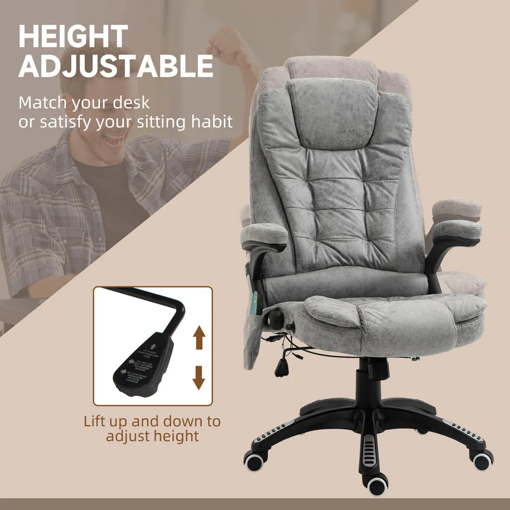 Swivel Massage Recliner Office Chair - Grey, Microfibre