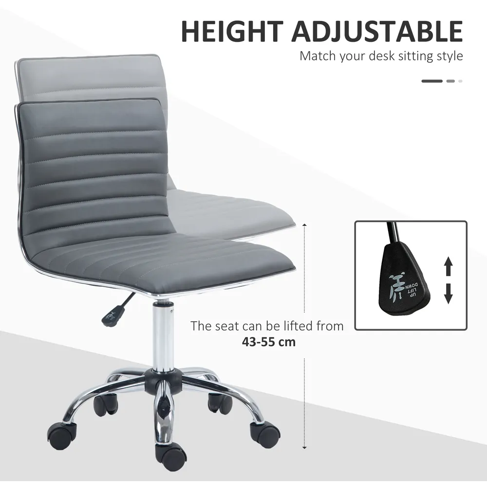 Swivel Office Chair - Dark Grey, PU Leather