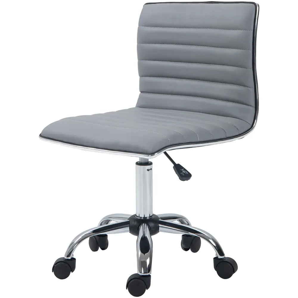 Swivel Office Chair - Light Grey, PU Leather