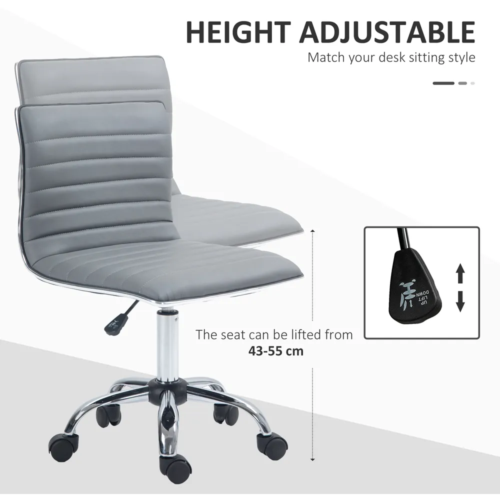 Swivel Office Chair - Light Grey, PU Leather