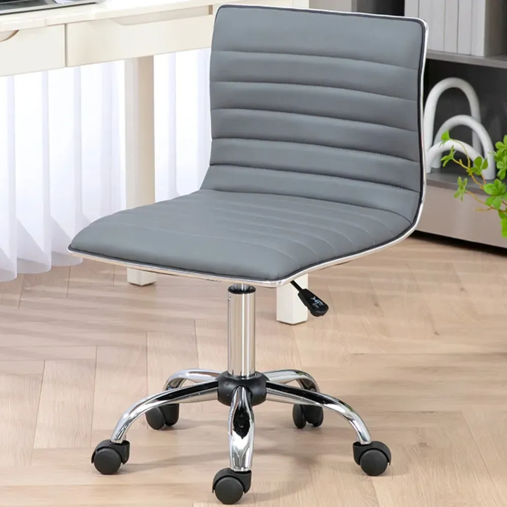 Swivel Office Chair - Light Grey, PU Leather