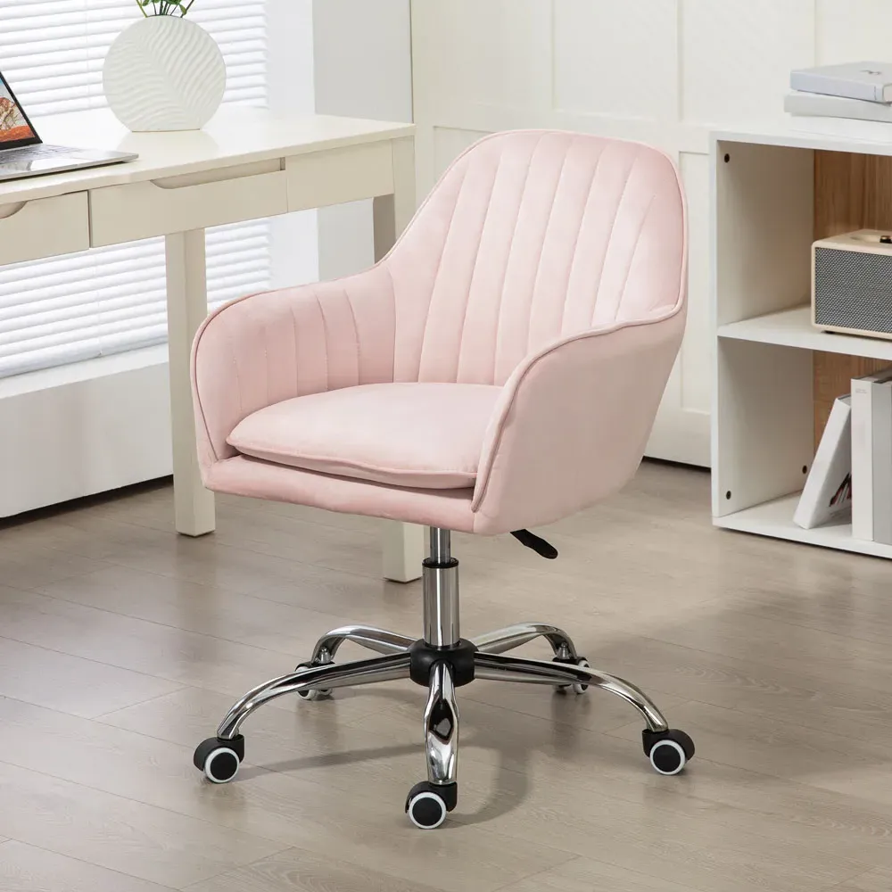 Swivel Office Chair with Adjustable Height - Pink