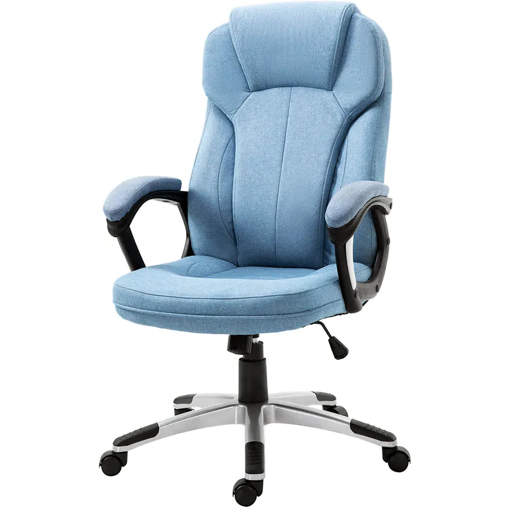 Swivel Office Chair with Armrests - Blue, Linen