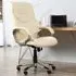 Swivel Office Chair with Armrests - Cream, Faux Leather