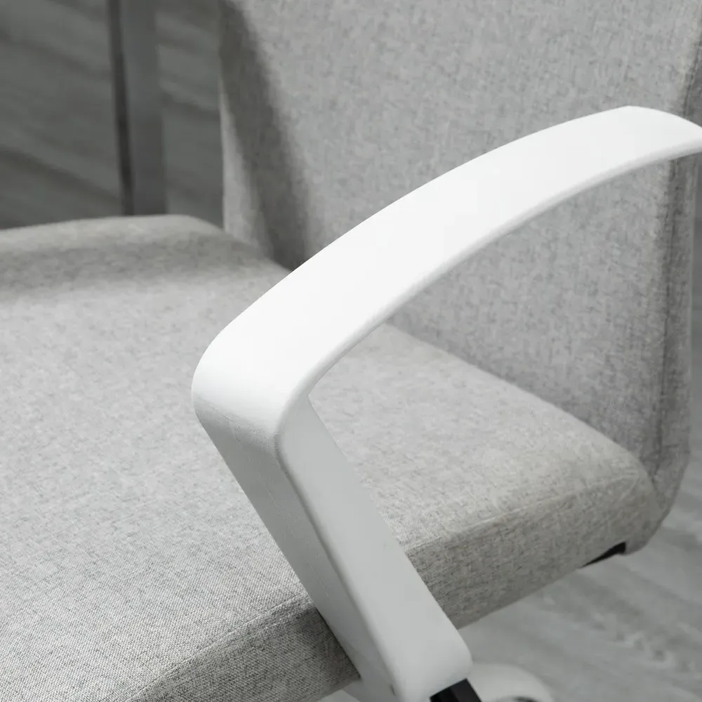 Swivel Office Chair with Armrests - Light Grey, Linen