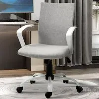 Swivel Office Chair with Armrests - Light Grey, Linen