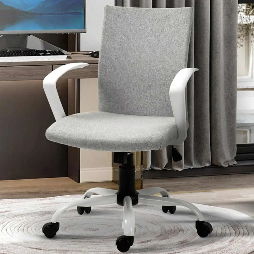 Swivel Office Chair with Armrests - Light Grey, Linen image