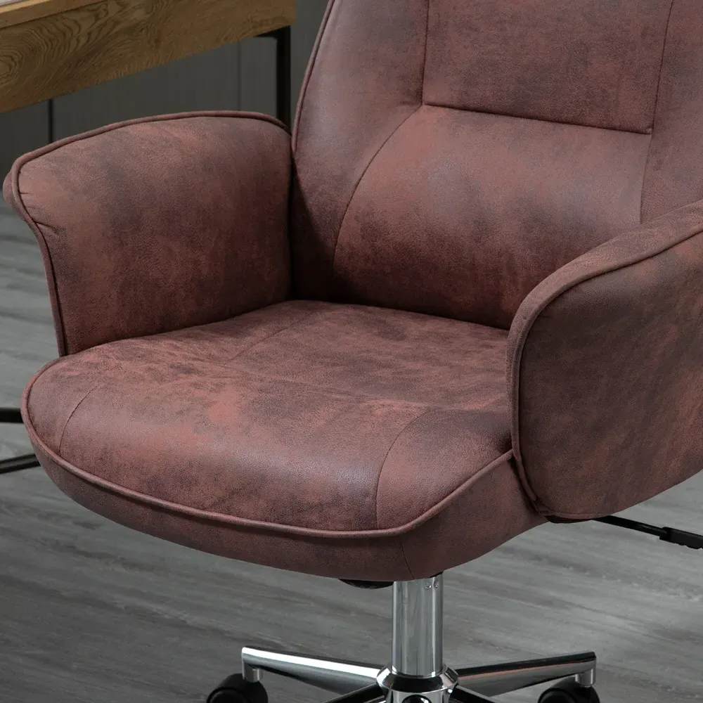 Swivel Office Chair with Armrests - Red, Microfibre