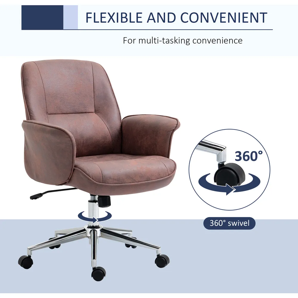 Swivel Office Chair with Armrests - Red, Microfibre