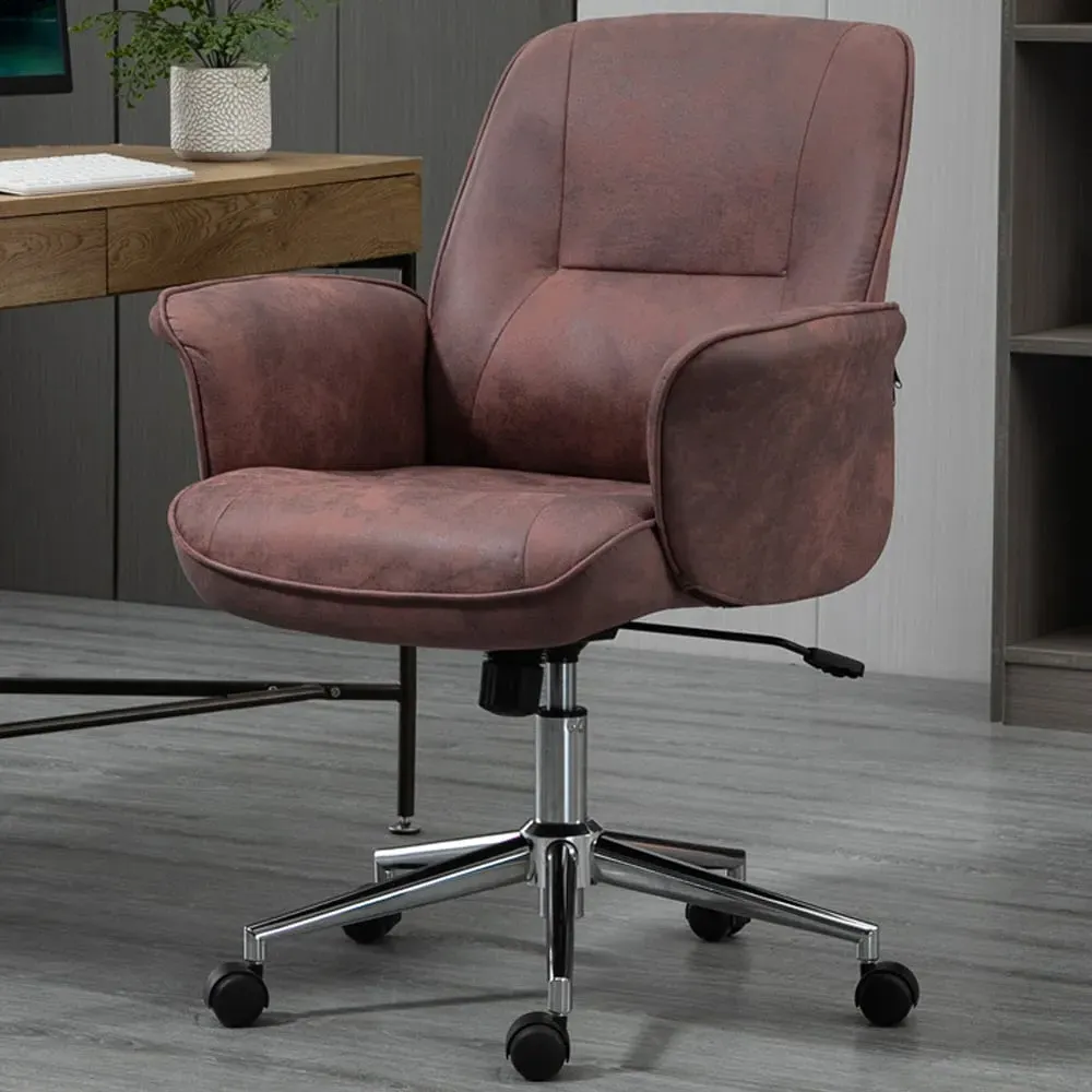 Swivel Office Chair with Armrests - Red, Microfibre image