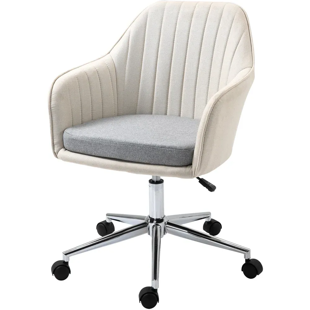 Swivel Office Chair with Cushion - Cream, Linen