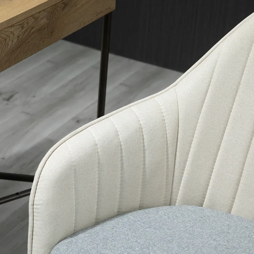 Swivel Office Chair with Cushion - Cream, Linen