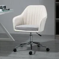 Swivel Office Chair with Cushion - Cream, Linen