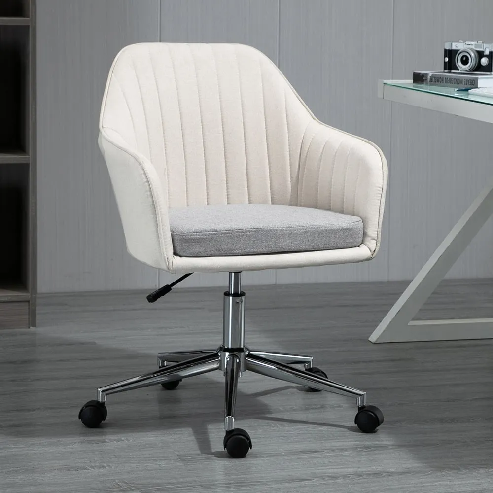 Swivel Office Chair with Cushion - Cream, Linen image