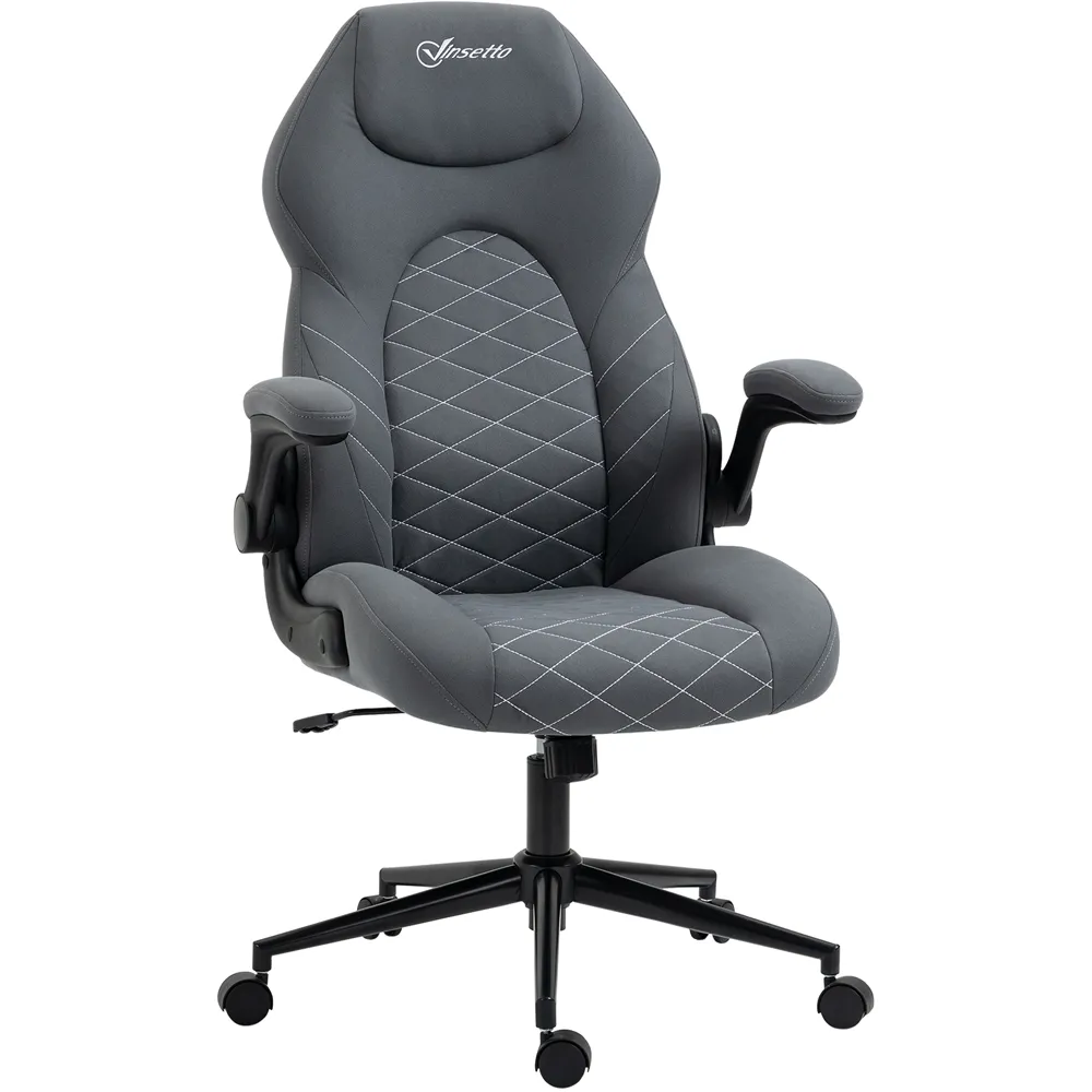 Swivel Office Chair with Flip-Up Armrests - Dark Grey