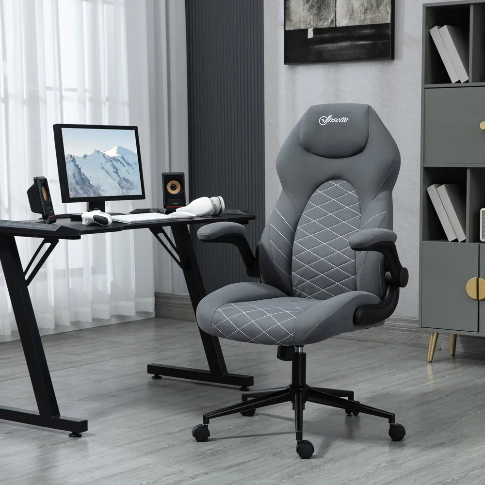 Swivel Office Chair with Flip-Up Armrests - Dark Grey