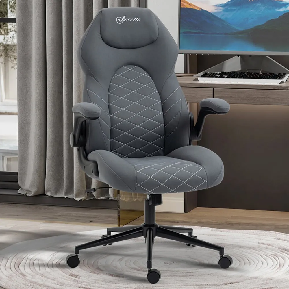 Swivel Office Chair with Flip-Up Armrests - Dark Grey