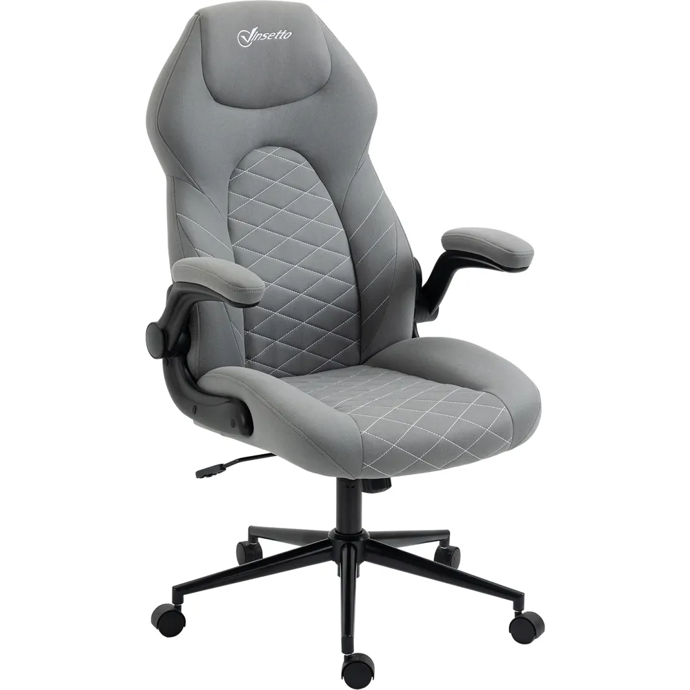 Swivel Office Chair with Flip-Up Armrests - Light Grey