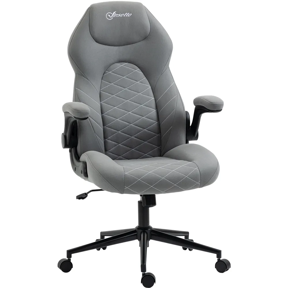 Swivel Office Chair with Flip-Up Armrests - Light Grey