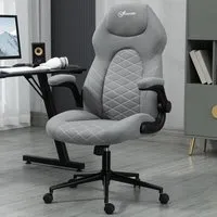 Swivel Office Chair with Flip-Up Armrests - Light Grey