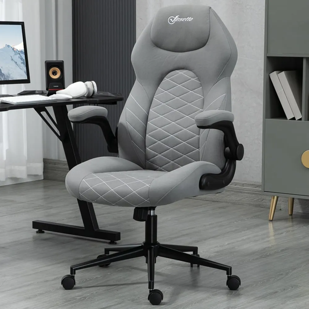 Swivel Office Chair with Flip-Up Armrests - Light Grey image